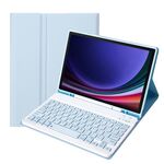 Per Samsung Galaxy Tab S9 A710B Custodia per tablet in pelle con tastiera Bluetooth TPU color caramella con portapenne (blu ghiaccio)