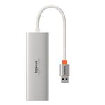 Adattatore HUB Baseus Portal Joy Series 4 in 1 USB3.0x3+RJ45x1, interfaccia: USB (argento)