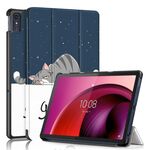 Per Lenovo Tab M10 5G 10.6 Custodia per tablet intelligente in pelle con disegno colorato con fibbia magnetica pieghevole a 3 pieghe (Lazy Cat)