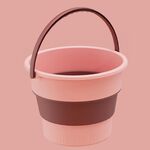 Piccolo secchio di plastica portatile ispessito pieghevole da 5 litri Barile da pesca all'aperto Barile da viaggio per auto (rosa chiaro)