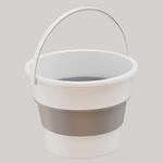 Piccolo secchio di plastica portatile ispessito pieghevole da 5 litri Barile da pesca all'aperto Barile da viaggio per auto (grigio bianco)