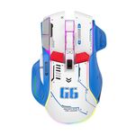 Mouse da gioco wireless HXSJ G6 10 tasti RGB 12800 DPI Tri-mode (bianco)