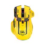 Mouse da gioco wireless HXSJ G6 10 tasti RGB 12800 DPI Tri-mode (giallo)
