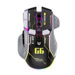 Mouse da gioco wireless HXSJ G6 10 tasti RGB 12800 DPI Tri-mode (nero)