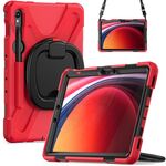 Custodia per tablet PC ibrida in silicone per Samsung Galaxy Tab S9 / S8 / S7 con supporto e tracolla (rosso)
