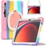 Custodia per tablet PC ibrida in silicone per Samsung Galaxy Tab S9 / S8 / S7 con supporto e tracolla (rosa colorato)