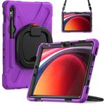 Custodia per tablet PC ibrida in silicone per Samsung Galaxy Tab S9 / S8 / S7 con supporto e tracolla (viola)