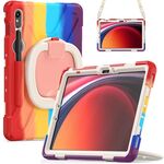 Custodia per tablet PC ibrida in silicone per Samsung Galaxy Tab S9 / S8 / S7 con supporto e tracolla (rosso colorato)