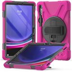 Per Samsung Galaxy Tab S9 / S8 / S7 Impugnatura rotante Custodia per tablet in TPU + PC (rosa rossa)