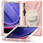 Per Samsung Galaxy Tab S9 / S8 / S7 Impugnatura rotante Custodia per tablet in TPU + PC (rosa)