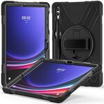 Per Samsung Galaxy Tab S9+ / S8+ Impugnatura rotante Custodia per tablet in TPU + PC (nero)