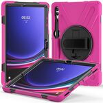 Per Samsung Galaxy Tab S9+ / S8+ Impugnatura rotante Custodia per tablet in TPU + PC (rosa rossa)