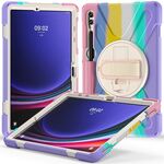 Per Samsung Galaxy Tab S9+ / S8+ Impugnatura rotante Custodia per tablet in TPU + PC (rosa colorato)