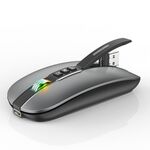 HXSJ M113 2400 DPI Dual Mode 2,4 GHz + Bluetooth 5.1 Mouse wireless (grigio metallizzato)