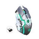 Mouse wireless HXSJ T30 2400 DPI RGB 2,4 GHz (grigio metallizzato)