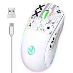 Mouse da gioco wireless HXSJ T90 RGB Light a tre modalità (bianco)
