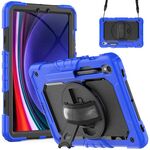 Per Samsung Galaxy Tab S9 / S8 / S7 Custodia in silicone + tablet PC (blu scuro + nero)