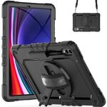 Per Samsung Galaxy Tab S9+ / S8+ Custodia in silicone + tablet PC (nero)