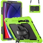 Per Samsung Galaxy Tab S9+ / S8+ Custodia in silicone + tablet PC (giallo verde + nero)