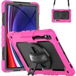 Custodia per tablet Samsung Galaxy Tab S9+ / S8+ in silicone + PC (rosa rossa + nero)