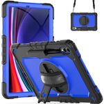 Per Samsung Galaxy Tab S9+ / S8+ Custodia in silicone + tablet PC (nero + blu scuro)
