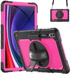 Custodia per tablet Samsung Galaxy Tab S9 Ultra / S8 Ultra in silicone + PC (nero + rosa rossa)