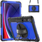 Per Samsung Galaxy Tab S9 Ultra / S8 Ultra Silicone + custodia per tablet PC (nero + blu scuro)