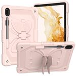 Per Samsung Galaxy Tab S9 Butterfly Kickstand Custodia per tablet robusta e resistente (rosa rosa)