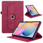 Per Samsung Galaxy Tab S6 Lite P610 Custodia Smart Tablet in pelle con rotazione in rilievo Tree Life (rosso)
