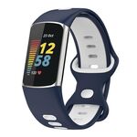 Per Fitbit Charge 5 Smart Watch Sports Cinturino in silicone bicolore impermeabile (blu bianco)