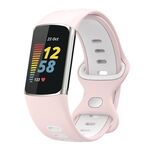 Per Fitbit Charge 5 Smart Watch Sports Cinturino in silicone bicolore impermeabile (rosa bianco)