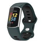 Per Fitbit Charge 5 Smart Watch Sports Cinturino in silicone bicolore impermeabile (verde oliva nero)