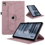 Custodia per tablet in pelle con rotazione in rilievo Tree Life per Nokia T21 (oro rosa)