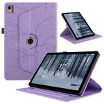 Custodia per tablet in pelle con rotazione goffrata Tree Life per Nokia T21 (viola)