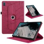 Per Nokia T20 10.4 2021 Custodia per tablet in pelle con rotazione in rilievo Tree Life (rosso)