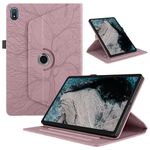 Per Nokia T20 10.4 2021 Custodia per tablet in pelle con rotazione in rilievo Tree Life (oro rosa)