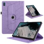 Per Nokia T20 10.4 2021 Custodia per tablet in pelle con rotazione in rilievo Tree Life (viola)