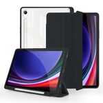 Per Samsung Galaxy Tab S9 Custodia per tablet in pelle acrilica 3 pieghevoli (nera)
