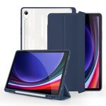 Per Samsung Galaxy Tab S9 Custodia per tablet in pelle acrilica 3 pieghevoli (blu scuro)