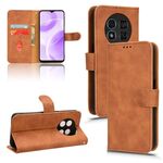 Per Ulefone Note 15 Custodia per telefono in pelle con vibrazione magnetica Skin Feel (marrone)