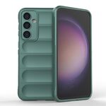 Per Samsung Galaxy S23 FE 5G Magic Shield TPU + custodia per telefono in flanella (verde scuro)