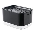 Dispenser di sapone a pressione, portasapone staccabile con design di drenaggio a doppio strato, specifiche: nero, senza spugna
