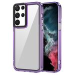 Per Samsung Galaxy S22 Ultra 5G Custodia per telefono antiurto in acrilico trasparente + TPU (viola trasparente)