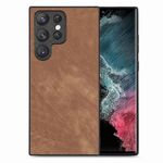 Per Samsung Galaxy S22 Ultra 5G Custodia per telefono con cover posteriore per PC in pelle vintage (marrone)