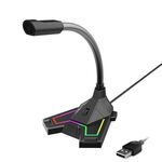 Microfono RGB Microfono per video vocale dal vivo per giochi domestici, interfaccia: USB (nero)