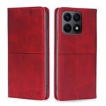 For Honor X8A Custodia per telefono in pelle con vibrazione orizzontale magnetica a forma di mucca (rosso)