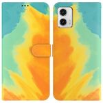 Per Motorola Moto G73 Custodia per cellulare in pelle con motivo ad acquerello (foglia d'autunno)