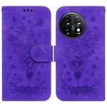 Per OnePlus 11 Custodia per telefono in pelle goffrata farfalla rosa (viola)