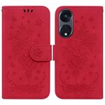 Per OPPO Reno8 T 5G / A1 Pro 5G Custodia per telefono in pelle goffrata farfalla rosa (rossa)