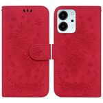 Per Honor 80 SE Custodia per telefono in pelle goffrata farfalla rosa (rossa)